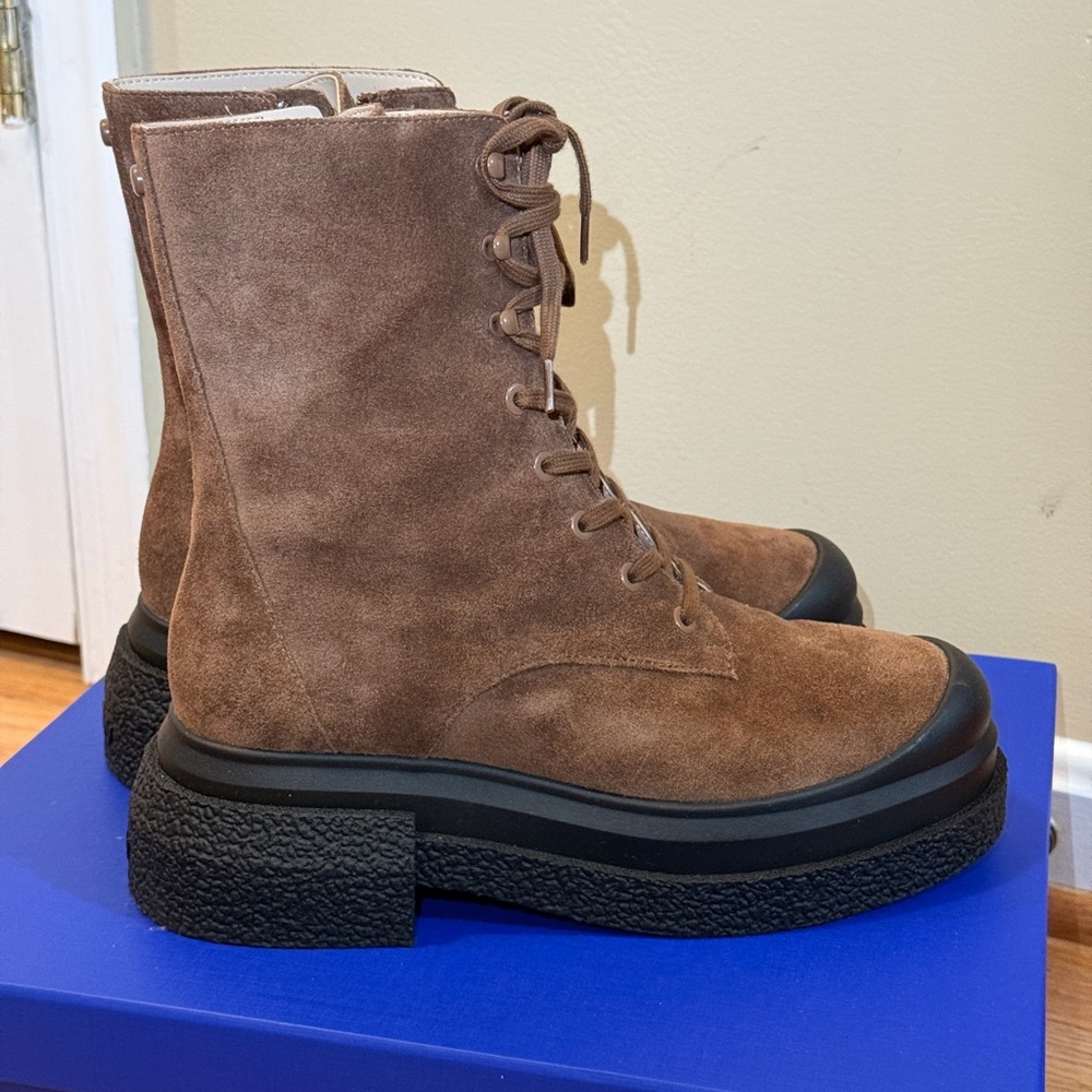 Stuart Weitzman Brown Lace Up Suede Boots